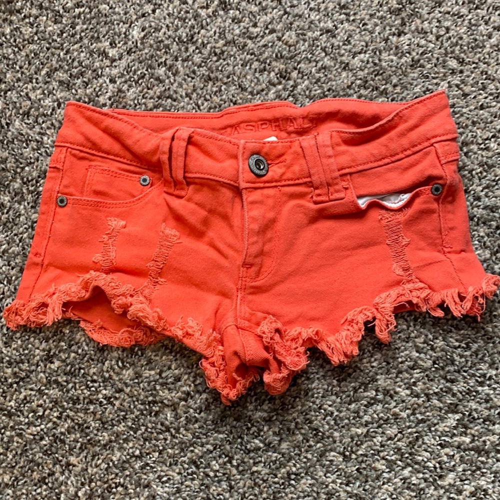 Blue asphalt frayed/destructed short shorts